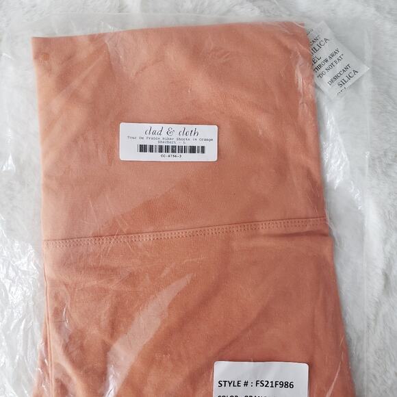 NEW Clad and Cloth Tour De France Orange Sherbet High-Waist Biker Shorts L - Picture 8 of 8